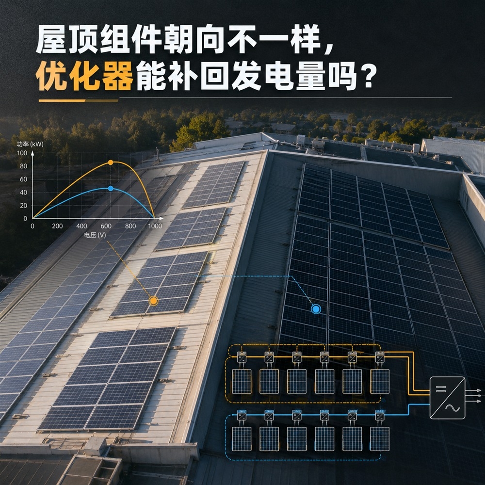 屋顶组件朝向不一样,装光伏优化器就能补回发电量吗?(pic1)